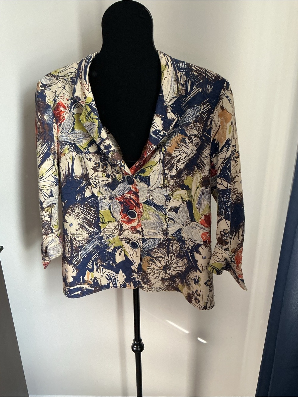 Boho Coldwater Creek Floral abstract blazer jacket , cotton